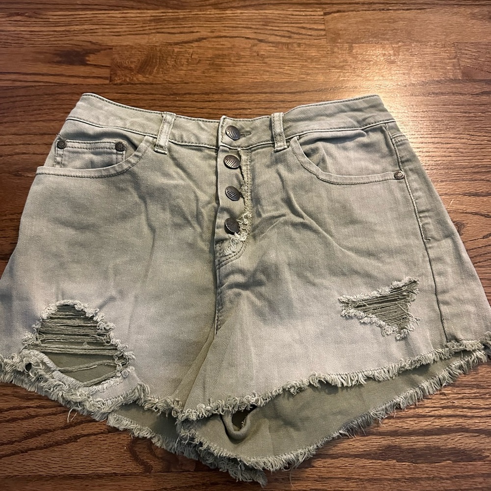 Army Green Jean Shorts